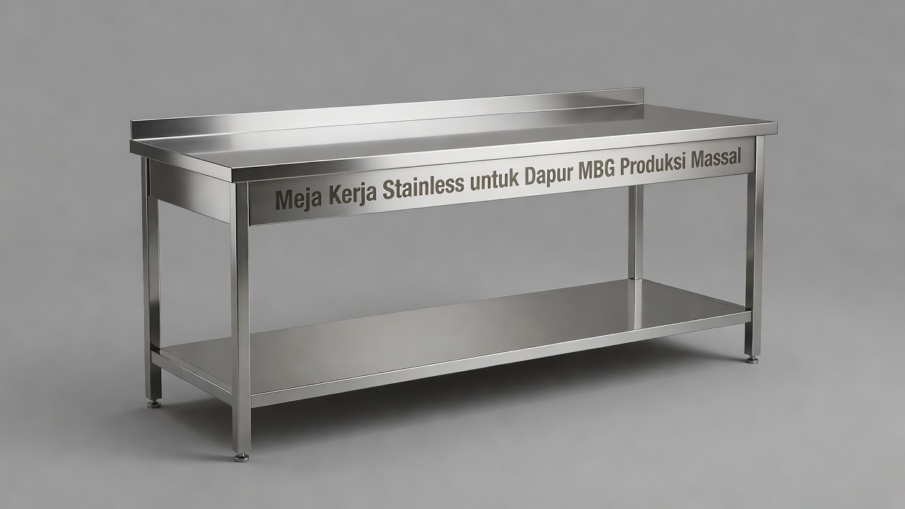 Meja Kerja Stainless untuk Dapur MBG Produksi Massal
