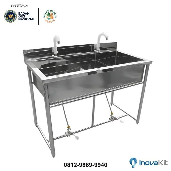 Jual & Distributor Kitchen Sink Double Bowl Standar Dapur MBG di Atang Senjaya, Kemang, Bogor — Harga Pabrik, Vendor, Fabrikasi