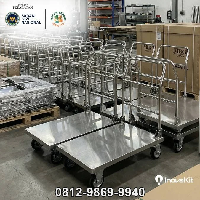 Jual & Distributor Load Trolley 500 kg Standar Dapur MBG di Bandasari, Cangkuang, Bandung — Harga Pabrik, Vendor, Fabrikasi