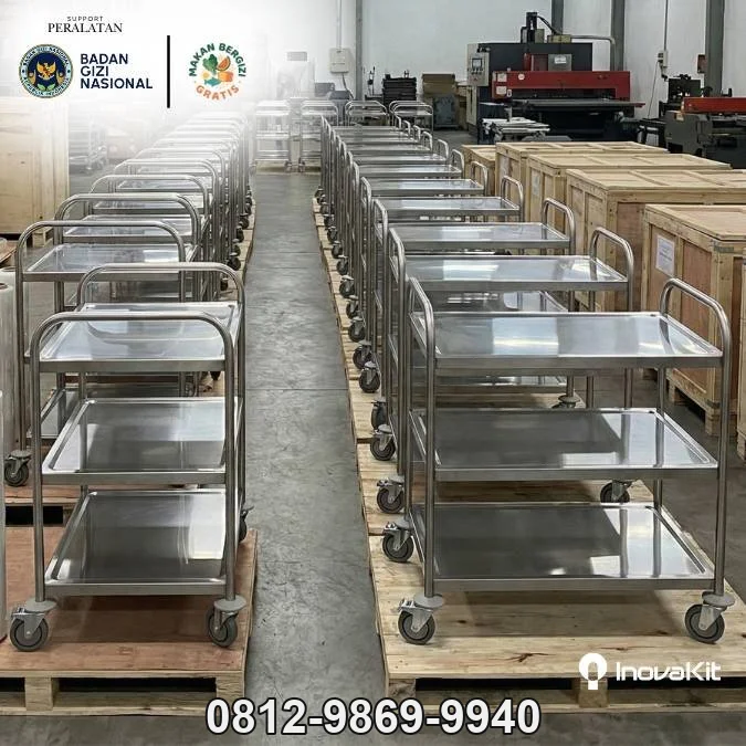 Service Trolley 3 Tiers Standar MBG | Troli Instrumen 3 Susun