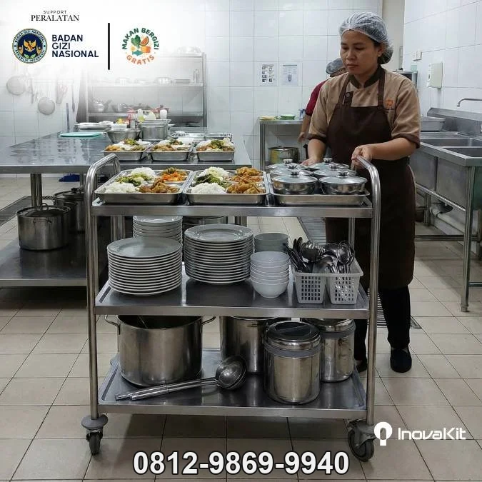 Service Trolley 3 Tiers Standar MBG | Troli Instrumen 3 Susun