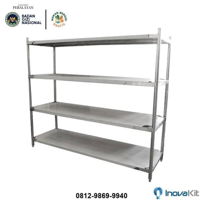 Jual & Distributor Solid Pan Rack 4 Tiers Standar Dapur MBG di Cipayung, Depok — Harga Pabrik, Vendor, Fabrikasi