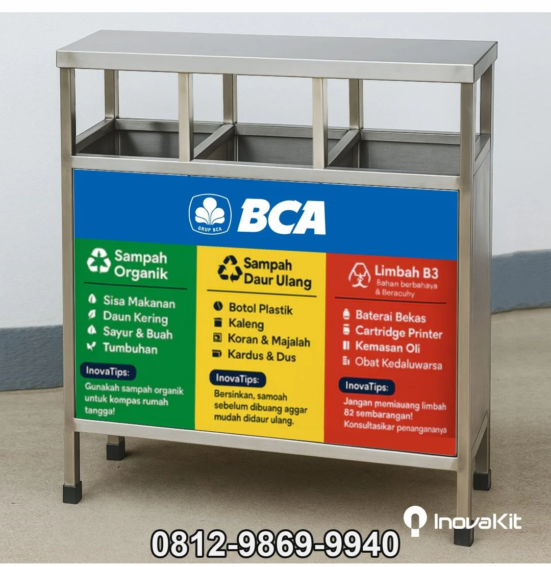 Jual & Distributor Tempat Sampah Stainless 3 in 1 Model Kotak 2 di Banyuputih, Batang — Harga Pabrik, Vendor, Fabrikasi