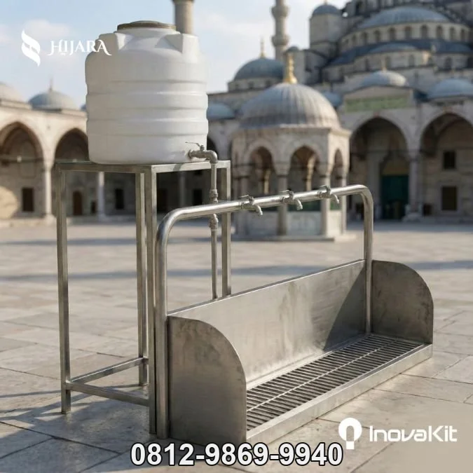 Tempat Wudhu Stainless Steel dengan Tangki