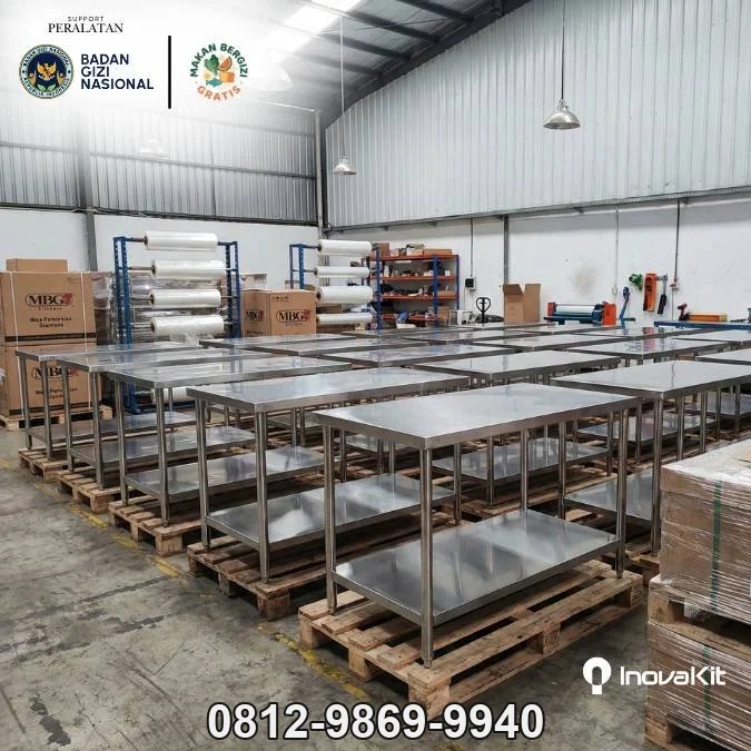 Working Table Standar Dapur MBG | Meja Kerja Dapur 2 Susun